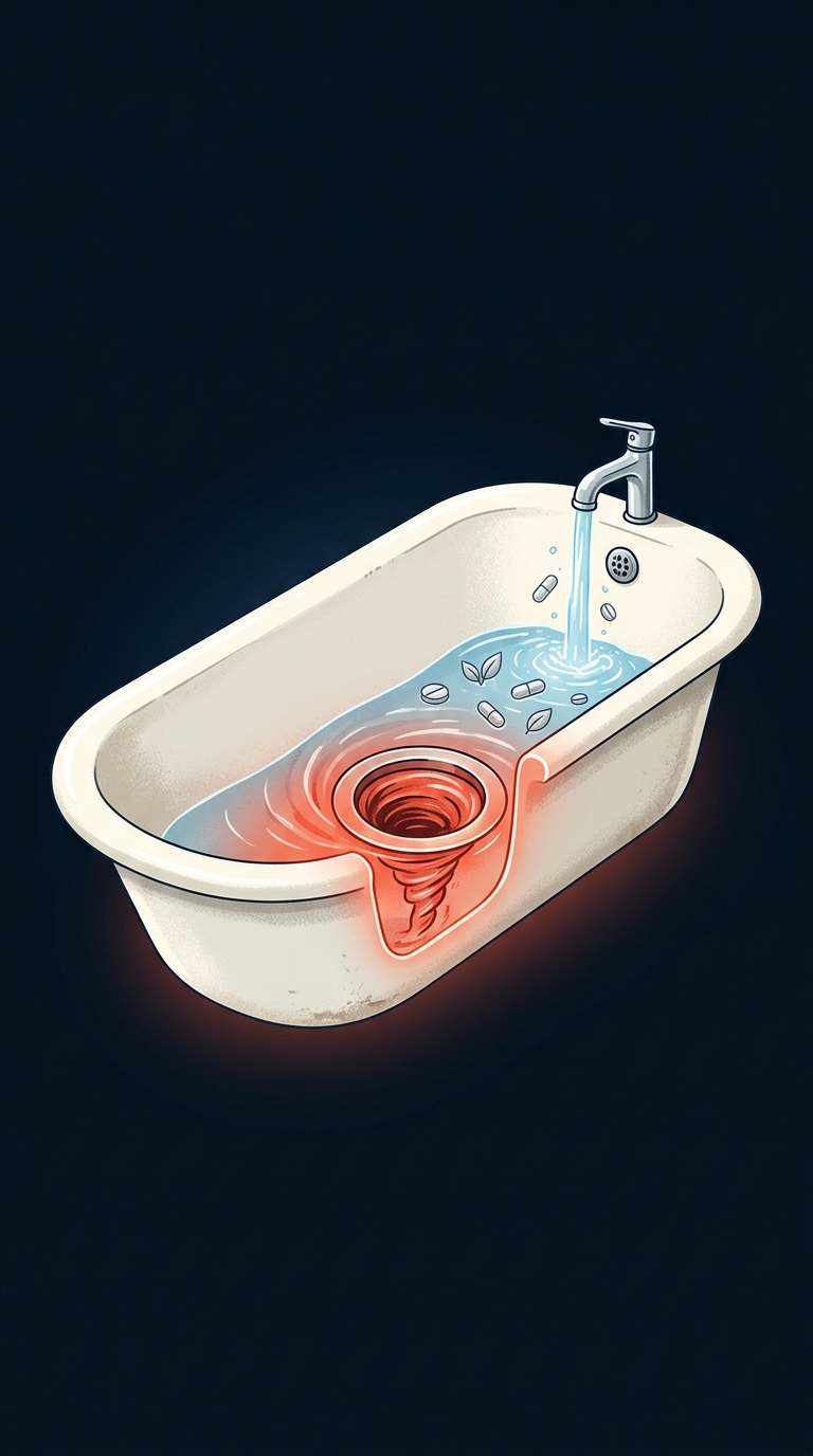 Bathtub metaphor for hair loss